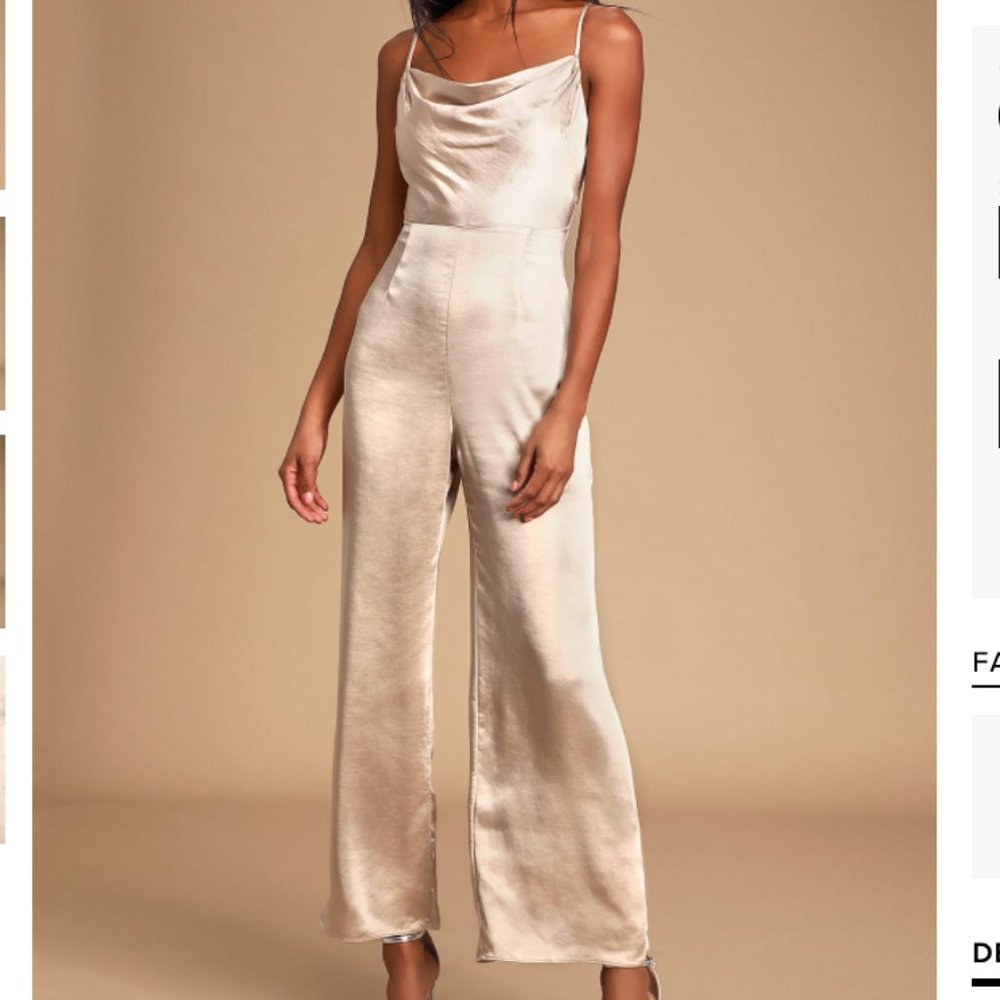Lush Perfect Night Champagne Satin Cowl Neck Culot